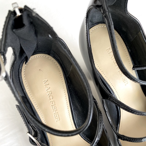 Marc Fisher Black Strappy Pointed Pumps (size 6M) - Picture 6 of 10